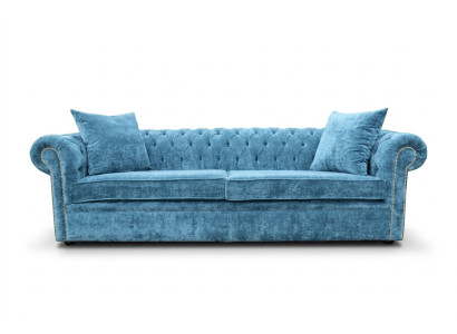 Klassische Wohnzimmer Sofa - Blaue Chesterfield Stoff Couch 3 Sitzer jvmoebel ®
