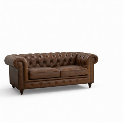 jvmoebel ® Leder Sofa Couch - Design Polster Zweisitzer Couch Garnitur Braun