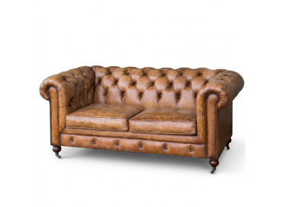 Mens Club Couch Chesterfield Sofa Leder Polster 2 Sitzer Braun NEW jvmoebel ®