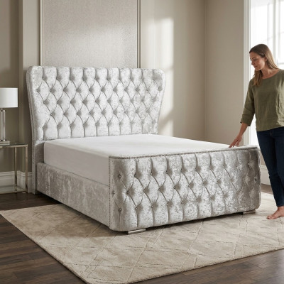 Chesterfield Bett Schlafzimmer Betten Textil 180x200cm Samt Big Hotel Betten Neu