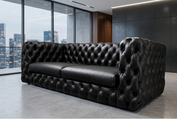 Schwarzer Chesterfield 3 Sitzer Couch Sofa Designer Luxus Garnitur