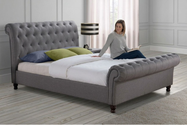 Klassisches Design Bett Polster Textil 140x200cm Betten jvmoebel ® Chesterfield