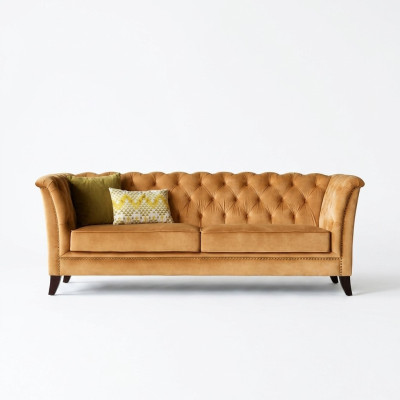 Oranger Chesterfield 3-Sitzer Modernes Wohnzimmer Luxus Sofa