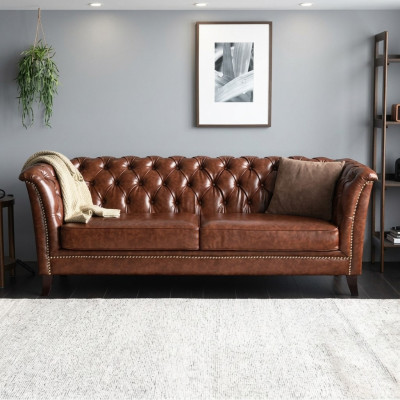 Chesterfield Leder Polster Design Sofa Luxus Couch Klassische Sofa 2 Sitzer Neu