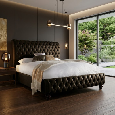 Großes Chesterfield Luxus Designer Doppelbett Schlafzimmer Betten