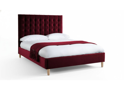 Rotes Luxus Samt Textil Bett Doppel Design Chesterfield Klassische Betten Neu