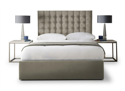 Modernes hellbeiges Chesterfield Doppelbett Designer Schlafzimmer Bett