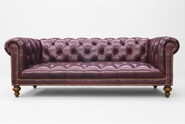 Brauner Chesterfield 3 Sitzer Sofa Ledersofa Couch Polster Möbel