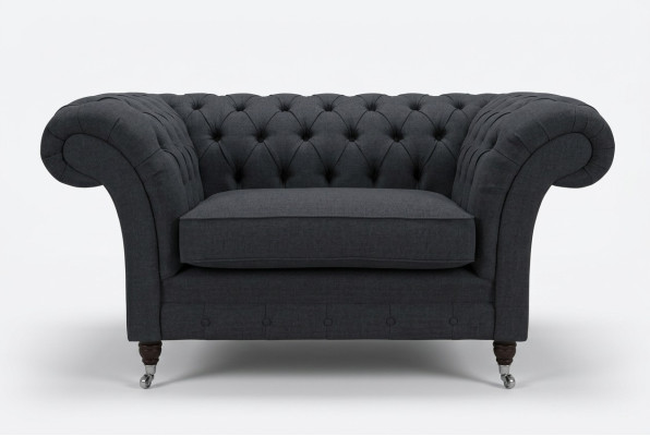 Couch Polster Design Sofa Schwarz Schwarz 1,5er Sitz Sofas Möbel Chesterfield