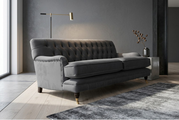 Chesterfield 3 Sitzer Couch Polster Textil Couchen Sitz Wohnzimmer Sofa Samt Neu