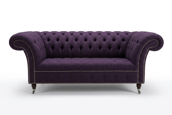 klassische Chesterfield Couch 3 Sitzer Sofa Couch Samt Leder Lila Design Polster