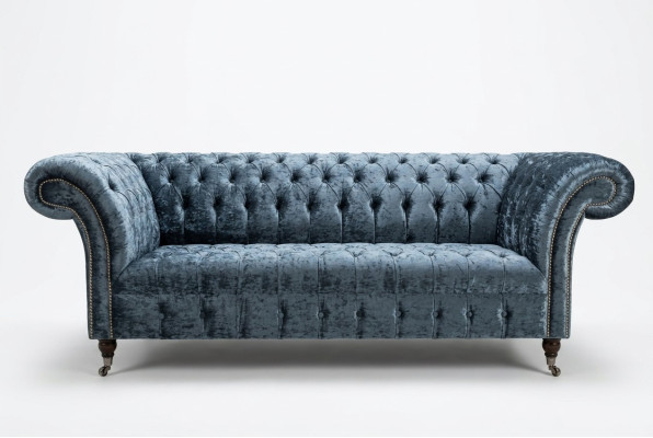 Wohnzimmer Chesterfield Sofa Couch Design Textil Couchen Sofas Dreisitzer Grau