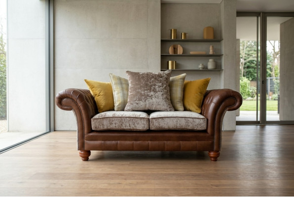 Chesterfield 2 Sitzer Sofa Ledersofa Couch Polster Sitz Garnitur Zweisitzer Neu