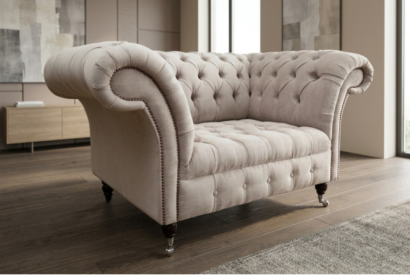 Sofa Chesterfield Sofas Couch Polster Garnitur Stoff Leder 1,5 Sitzer Einsitzer