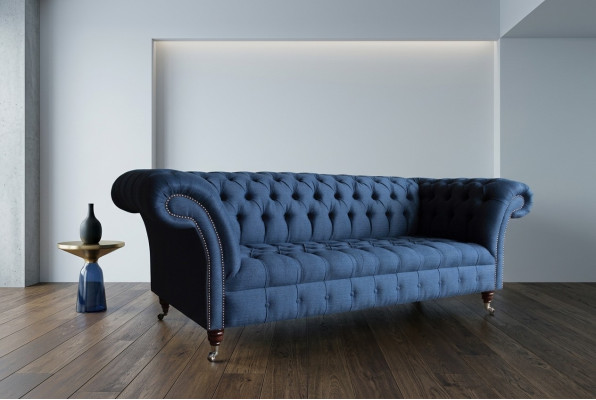 Chesterfield Couch Sitz Textil Stoff Couchen Sofas Sofa Polster Samt 3 Sitzer
