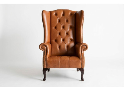 Chesterfield Sessel Ohrensessel Sofa Textil Stoff Couchen Polster Braun Lounge