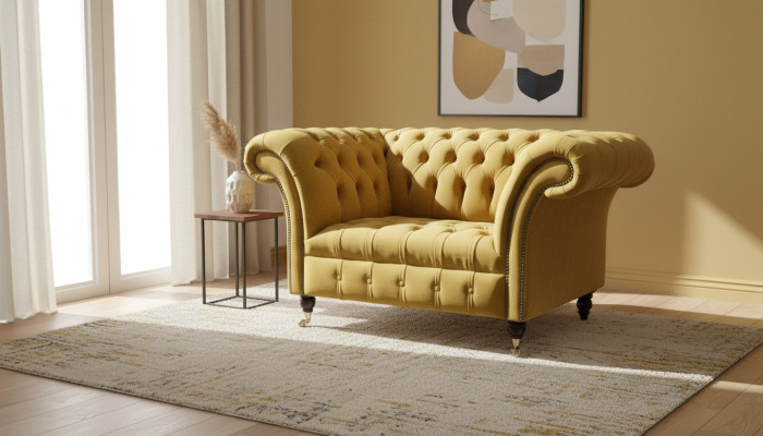 Sessel Chesterfield Sitz Textil Stoff Kunstleder Leder Couch Polster Einsitzer