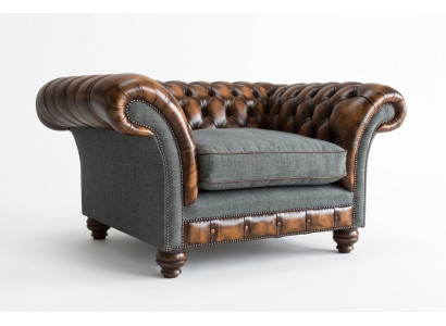 Chesterfield Design Stoff Couch Sessel 1.5 Sitzer Polster Sofas Lounge Neu Club