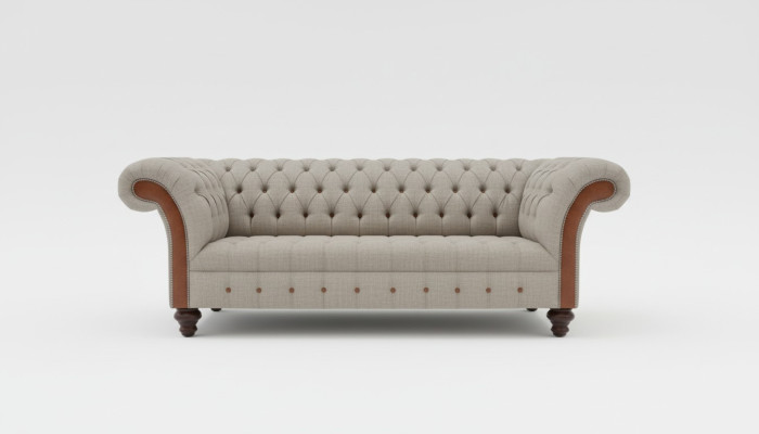Grauer Chesterfield Dreisitzer Couch Polster Design Sofa Moderner 3er