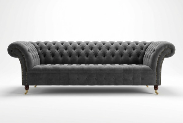 Dreisitzer Chesterfield Graue Couch Polster Sofas Moderne Couchen