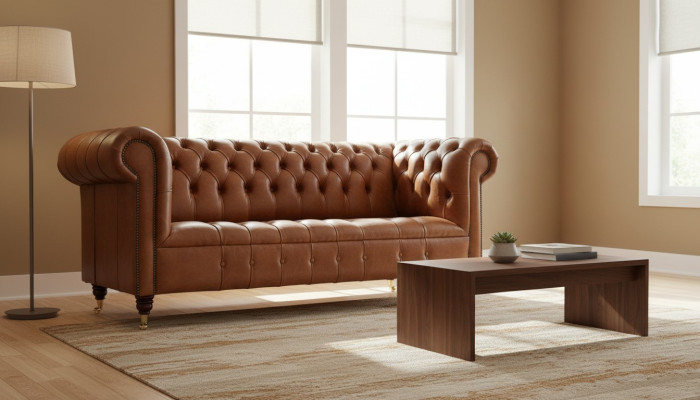 Chesterfield Dreisitzer Couch Polster Sofa Design Sofas Couchen Ledercouch neu