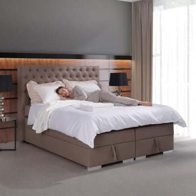 Komplettes Boxspring Bett Matratze Topper Hotel Doppel Betten Chesterfield Neu