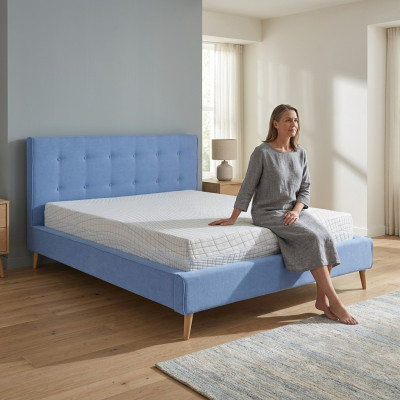 Chesterfield Samt Velvet Doppel Design Bett Luxus Design Betten Doppel Blau Neu
