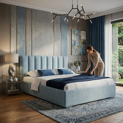 Blaues Bett Moderne Bettgestelle Polster Möbel Luxus Hotel Betten Schlafzimmer