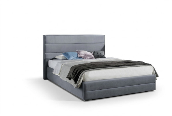 Klassisch Graue Designer Bett Schlafzimmer Textil Leder Polster 180x200cm Neu