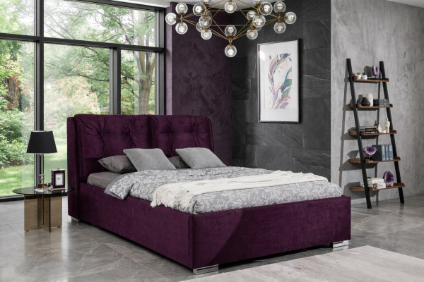 Lila Polsterbett Bett Ehebett Textil Designerbett Doppelbett Bettgestell Betten