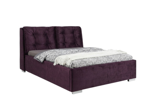 Lila Polsterbett Bett Ehebett Textil Designerbett Doppelbett Bettgestell Betten