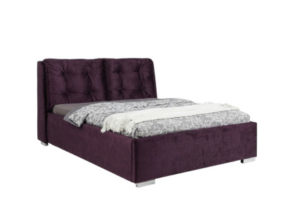 Lila Polsterbett Bett Ehebett Textil Designerbett Doppelbett Bettgestell Betten