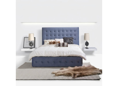Lederbett Bett Betten Ehebett Designer Polster Doppel Bett Textil 180x200cm Neu