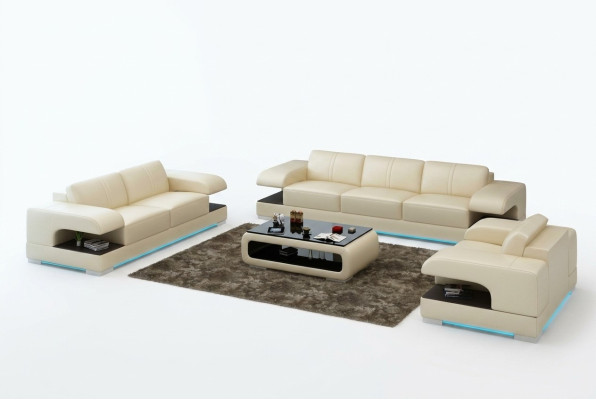 Ledersofa Couch Wohnlandschaft 321 Sofagarnitur Neu Design Modern Sofa mit USB