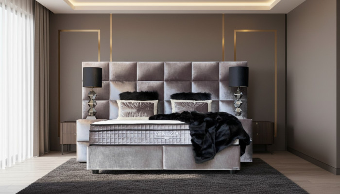 Bett 2x Nachttisch 3 tlg. Schlafzimmer Set Designer Luxus Betten Hotel Komplett