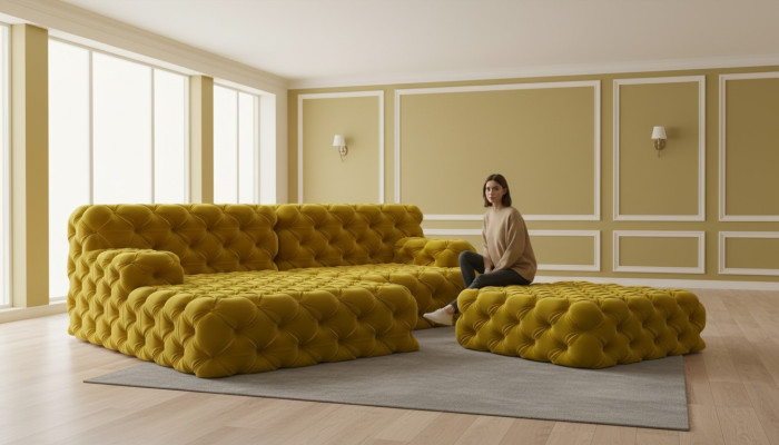 Wohnlandschaft L-Form Ecksofa Couch Design Polster Garnitur Sofa Chesterfield