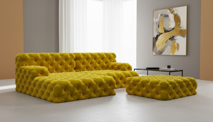 Wohnlandschaft L-Form Ecksofa Couch Design Polster Garnitur Sofa Chesterfield