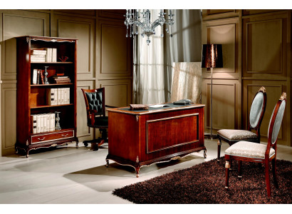 Holz Luxus Möbel Klassisches Bücherregal im Barock Stil mit 1 Schublade und Regalen