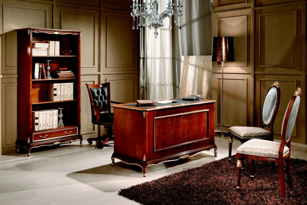 Klassische Büro Schreibtisch Schreibtische Tisch Holz Stuhl 2tlg Set Barock