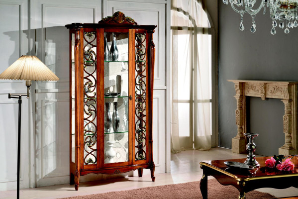 Klassische Vitrine Schrank Design Schränke Regale Glasschrank Italienische Möbel Neu