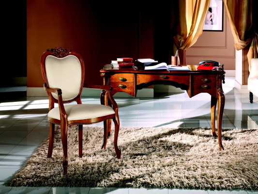 Holz Möbel Luxus Büro 2tlg Set Schreibtisch Sessel Italienische Luxus