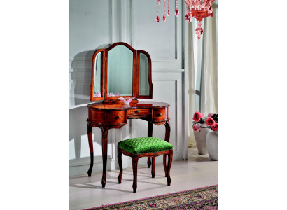 Italienische Möbel Holz 2tlg Luxus Schminktisch Hocker Barock Schlafzimmer Möbel