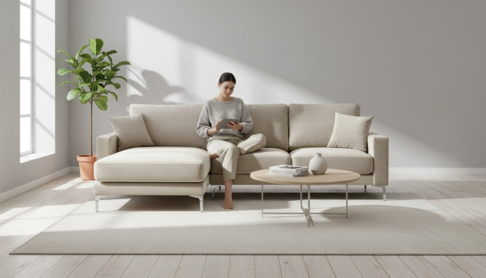 Loft Sofa Luxus Eckcouch Möbel Eckgarnitur Samt Couchen sofas beige Wohnzimmer