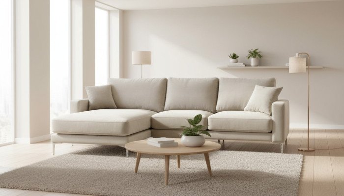 Loft Sofa Luxus Eckcouch Möbel Eckgarnitur Samt Couchen sofas beige Wohnzimmer