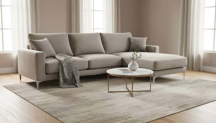 Beige Ecksofa Stoff Wohnzimmer Design Couchen Polster Sofa Sofas Eckgarnitur Neu