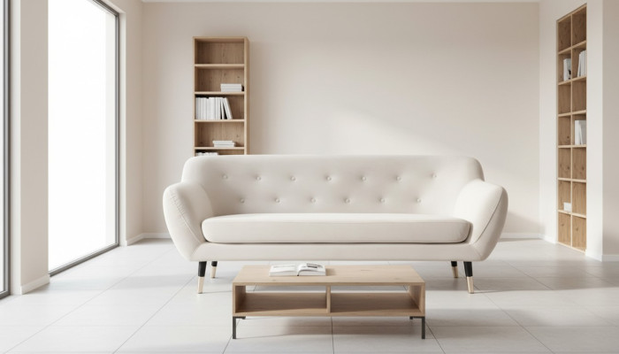 Beige Stoff Wohnzimmer Design Couchen Polster Sofa Sofas Chesterfield Dreisitzer