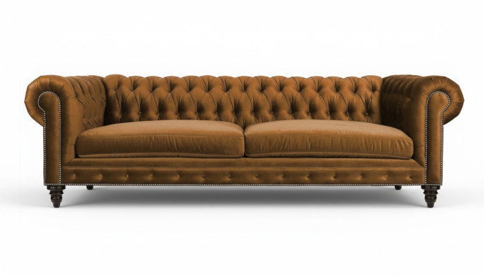 Chesterfield Dreisitzer Kreative Möbel Textil Stoff Orange Neu Wohnzimmer Modern