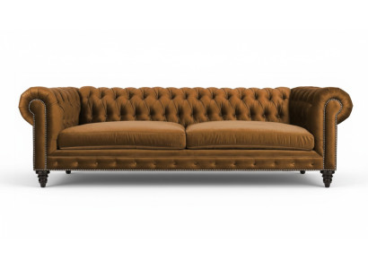Chesterfield Dreisitzer Kreative Möbel Textil Stoff Orange Neu Wohnzimmer Modern