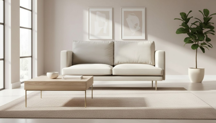 Italienische Möbel Dreisitzer Modern Design Couchen Sofa Textil Samt Beige Stoff