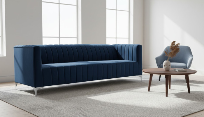 Wohnzimmer Blau Dreisitzer Stoff Design Couchen Polster Sofa Sofas Blaue Möbel